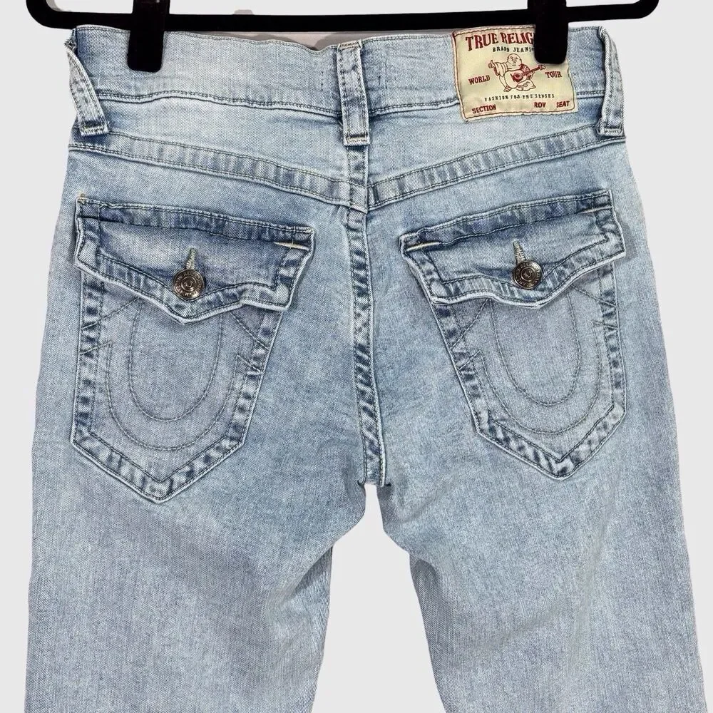 True Religion Jeans Mens 29x34 Rocco Relaxed Skinny Light Wash Blue Denim